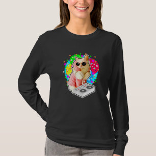 T-shirt Maison Chat Rainbow Dj Chat Cute Kitty