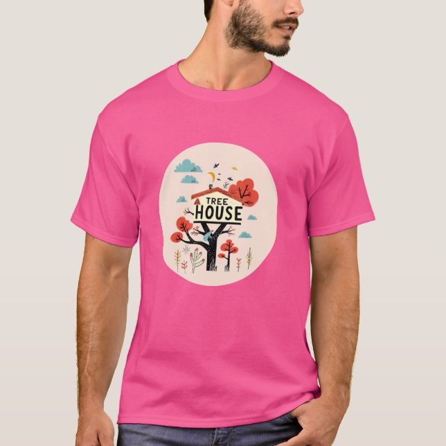 T-shirt Maison dans l'arbre drôle (Devant)