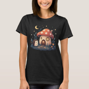 T-shirt Maison de champignon Kawaii mignonne Hérisson