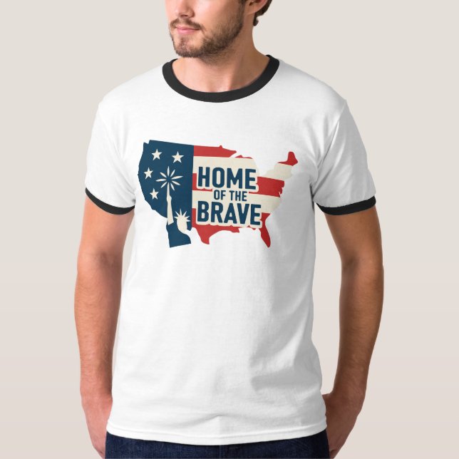 T-shirt Maison des braves avec art de la liberté (Devant)