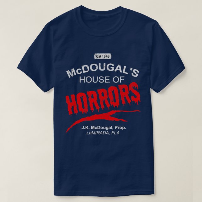 T-shirt Maison des horreurs McDougals en détresse (Design devant)