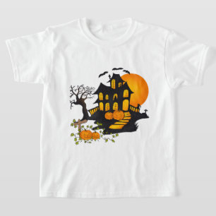 T-shirt Maison éffrayante avec chauves-souris Halloween fu