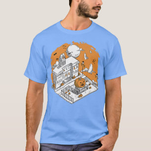 T-shirt Maison Halloween Ville Hantée Effrayant Éffrayant