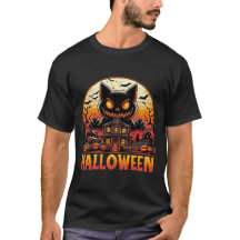 Maison hantée de chat monstre effrayant Halloween