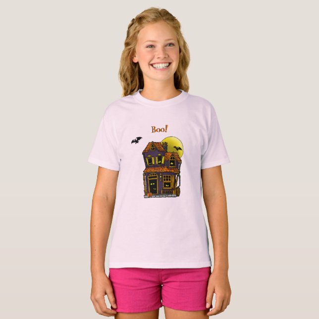 T-shirt maison hantée et fantômes enfant (Devant entier)