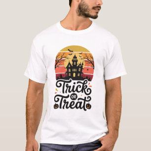 T-shirt Maison hantée Trick or Treat Halloween Vector Desi