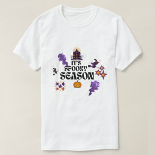T-shirt Maison Hantée Violet Effrayant Design Halloween