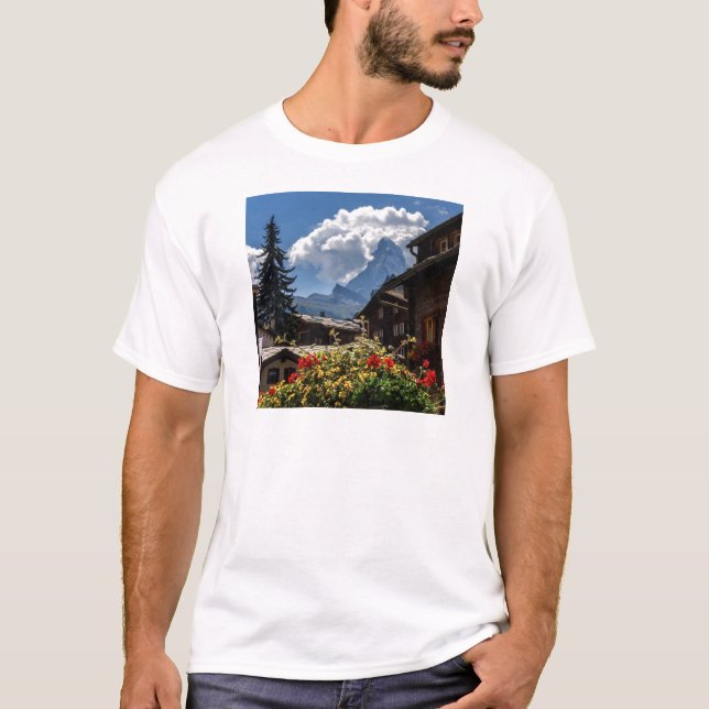 T-shirt Maisons de village de Matterhorn et de Zermatt, (Devant)