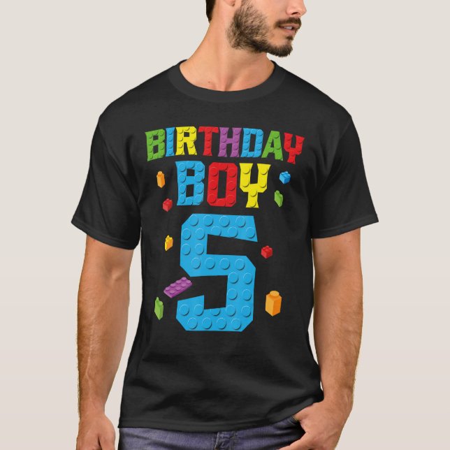 T-shirt Maître Constructeur 5e anniversaire Garçon 5 Bâtim (Devant)