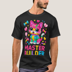 T-shirt Maître Constructeur Amateur de Chat Briques Blocs