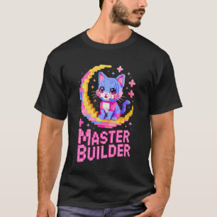 T-shirt Maître Constructeur Amateur de Chat Briques Blocs