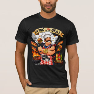 T-shirt Maître du Grill Papa Roi du BBQ Cadeau de la Fête 