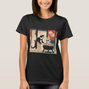 T-shirt Maître Grill Chat Concentré - Ukiyo-e Style Rôti