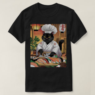 T-shirt Maître Sushi Chat Noir
