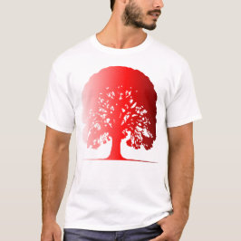 T-shirt Majestic Arbre Rouge Silhouette Bold Nature Statue