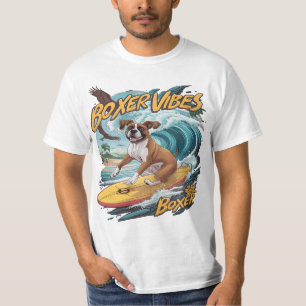 T-shirt Majestic Boxer Chien Surf