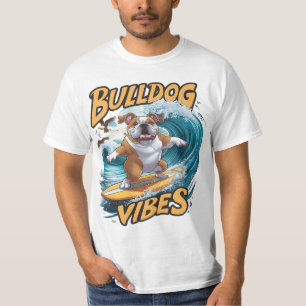 T-shirt Majestic Bulldog Surfer