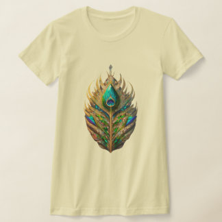 T-shirt Majestic Crystal Peacock Feather Femme mince