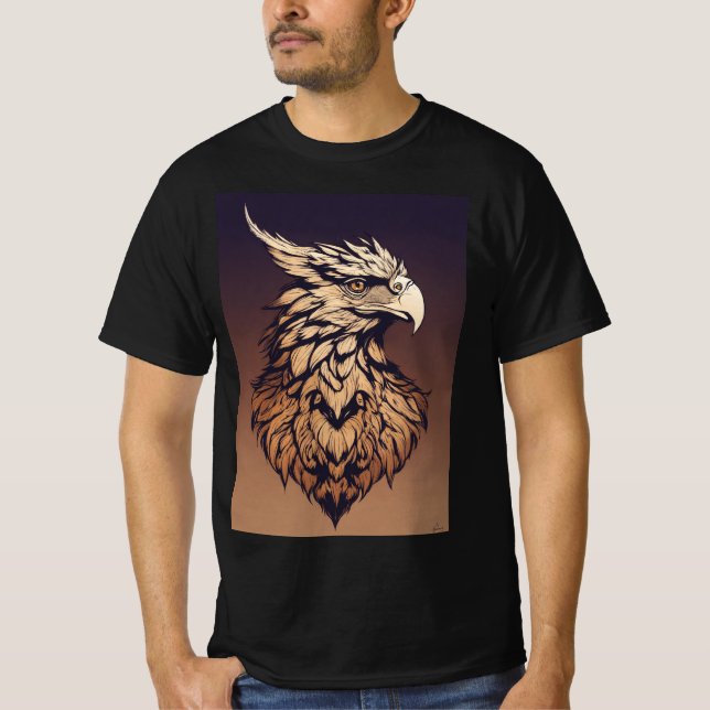 T-shirt "Majestic Griffin Head - Monochrome 2D Logo Design (Devant)