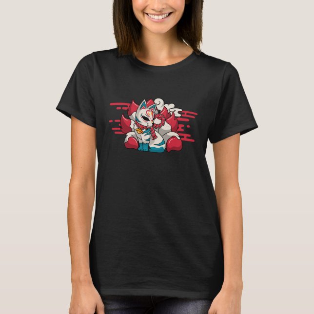 T-shirt Majestic White Fox Kitsune, Art de la mythologie j (Devant)