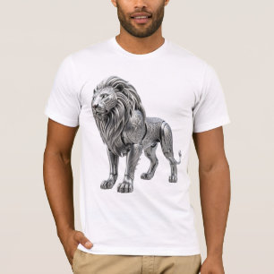T-shirt Majestueux Lion d'Argent Celtique avec Motif de Nœ