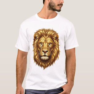 T-Shirt Majestueux Roi Lion Art en Or