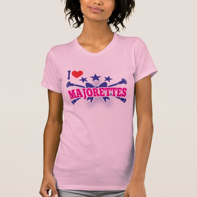 T-shirt Majorettes, J'Aime Les Majorettes, Batons Croisés (Devant)