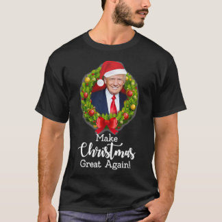 T-shirt Make Christmas Great Again with Trump on red backg