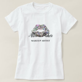T-shirt MAKEUP ARTIST Parties scintillant Logo Kiss Name