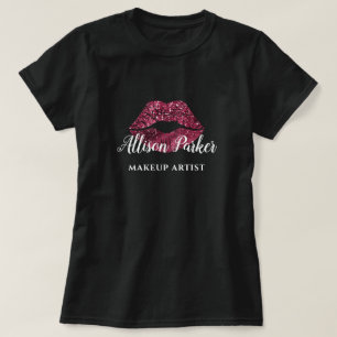 T-shirt MAKEUP ARTISTE Parties scintillant rouge Logo Kiss