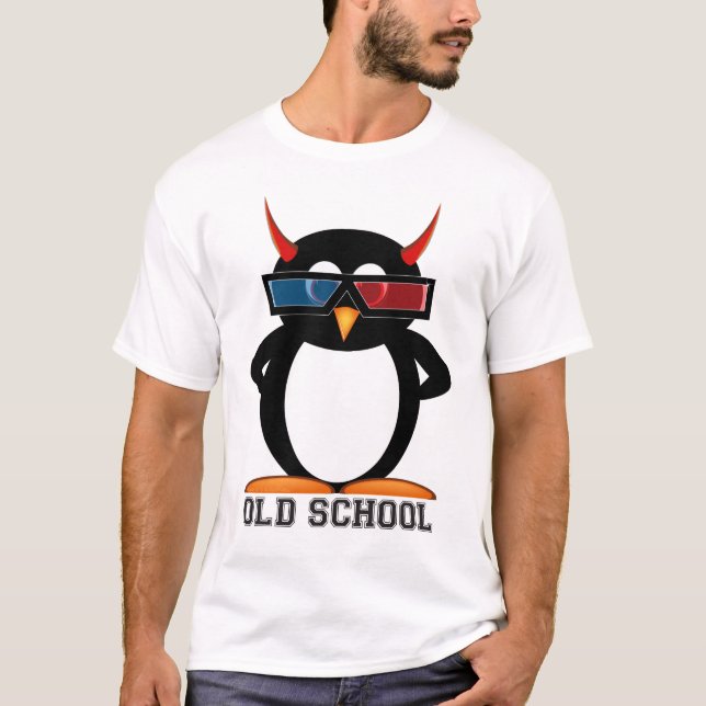 T-shirt Mal Penguin™ de la vieille école 3D (Devant)
