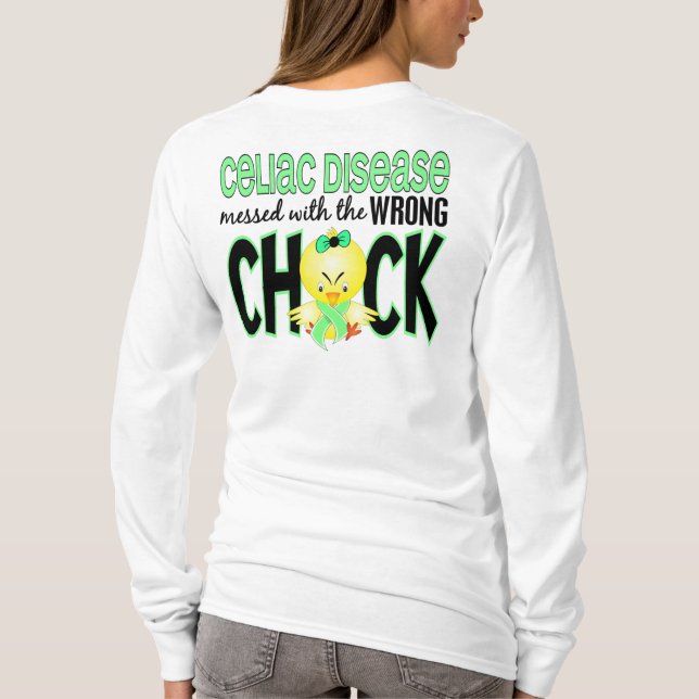 T-shirt Maladie coeliaque salie avec le poussin faux (Dos)