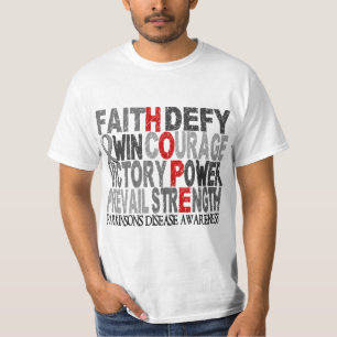 T-shirt :maladie de Parkinson de collage de mot d'espoir