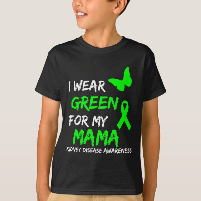 T-shirt Maladie Je Porte Vert Pour Mon Ruban Mama (Devant)