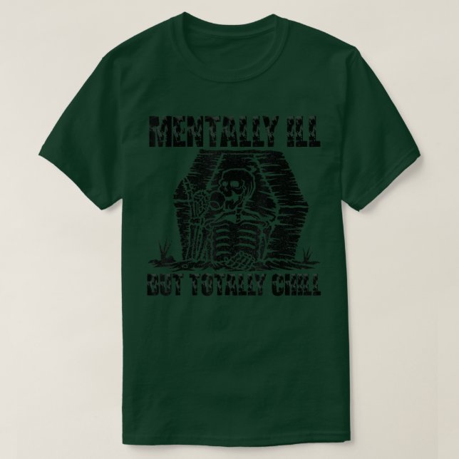 T-shirt Maladie Mentale Mais Totalement Chill Halloween Co (Design devant)