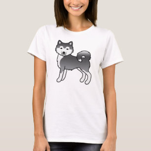 T-shirt Malamute d'Alaska bleu Chien de dessin animé migno
