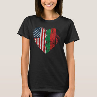 T-shirt Malawian Amérique drapeaux Coeur États-Unis Malawi