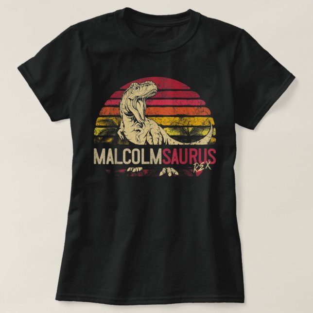 T-shirt Malcolm Saurus Funny Dinosaure personnalisé T Rex  (Design devant)