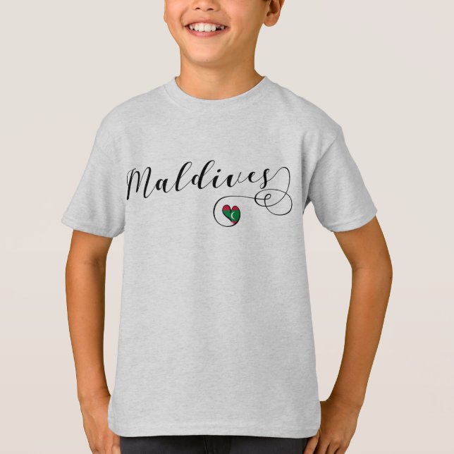 T-shirt Maldives Drapeau Coeur, Maldives (Devant)