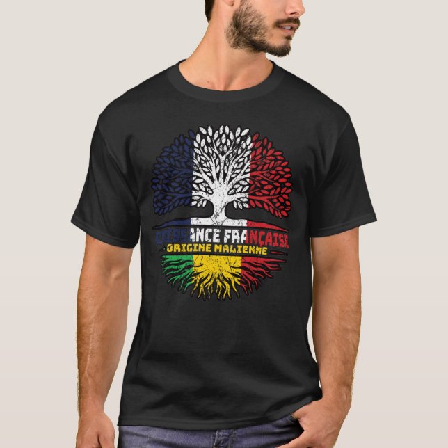 T-shirt Mali Malien France Drapeau des racines d'arbres (Devant)