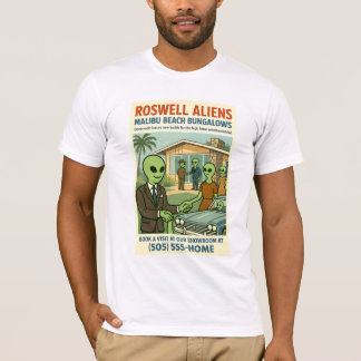 T-shirt Malibu Beach Bungalows Années 1950 Roswell Aliens 