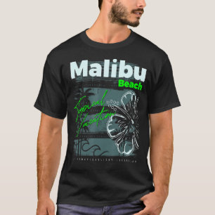 T-shirt Malibu Beach California Novelty Graphic Tee - shir