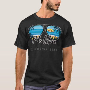 T-shirt Malibu Beach California Palm Tree Lunettes de sole