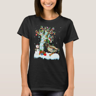 T-shirt Mallard Bird Xmas Tree Lighting Santa Hat Mallard