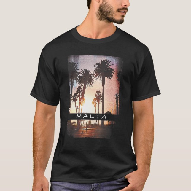 T-shirt Malte Sunset Sunrise Méditerranéen Photo (Devant)