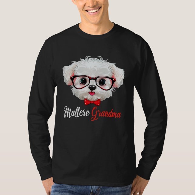 T-shirt Maltese Grandma Headband Glasses (Devant)
