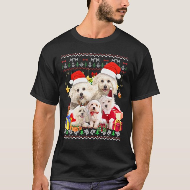 T-shirt Maltese laide de Noël Chandail de Noël Santa Hat (Devant)