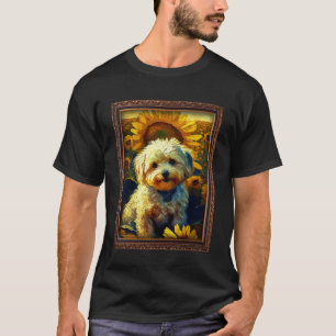 T-shirt Maltipoo Peinture Fleur de Tournesol Maman Femmes 