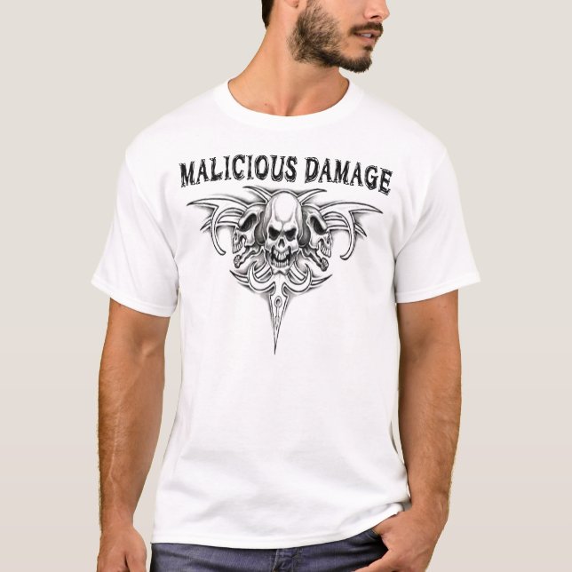 T-SHIRT MALVEILLANT DE LOGO DE DOMMAGES (Devant)