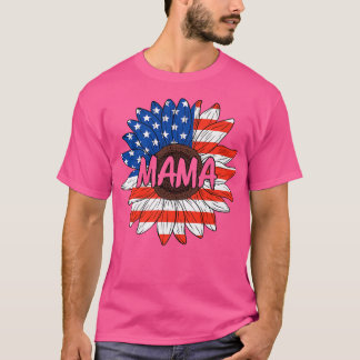T-shirt Mama 4 juillet USA Sunflower Mignonne Maman Femmes